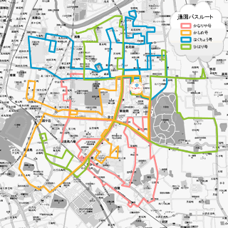 堺市北区を中心に運行中の通園バスルート 全体地図 堺市北区を中心に運行中の通園バスルート 全体地図